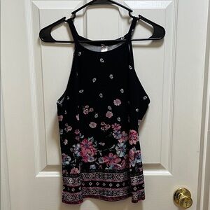 No Boundaries Black Floral Tank Top